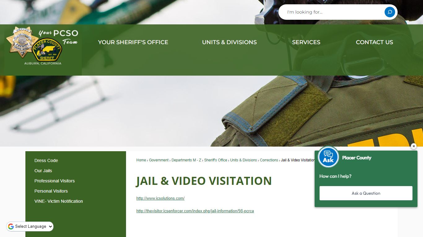 Jail & Video Visitation | Placer County, CA